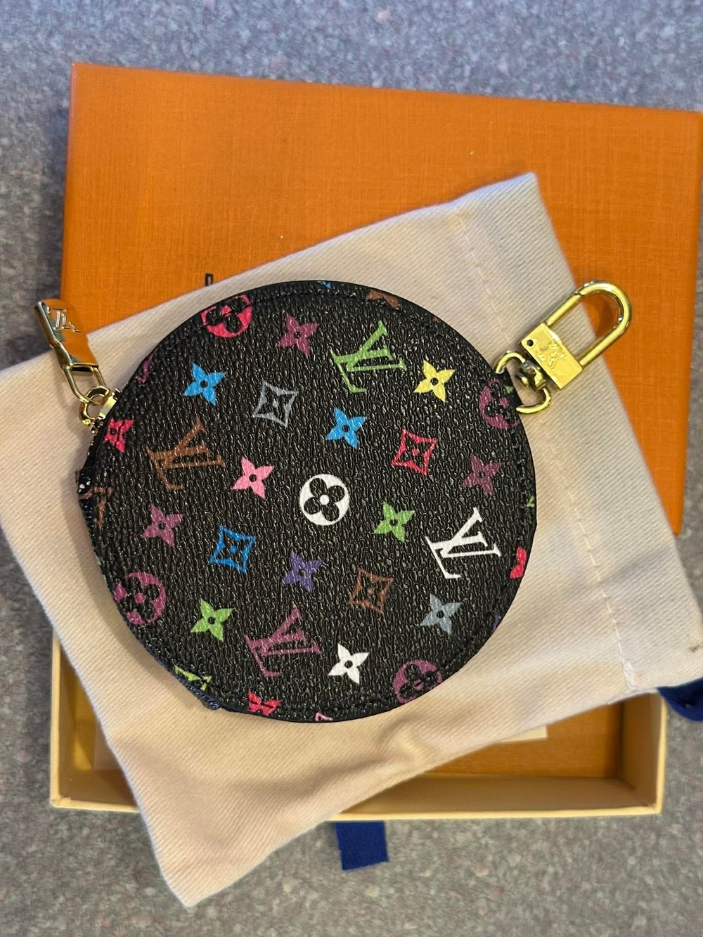 Multicolor Monogram Round Coin Pouch